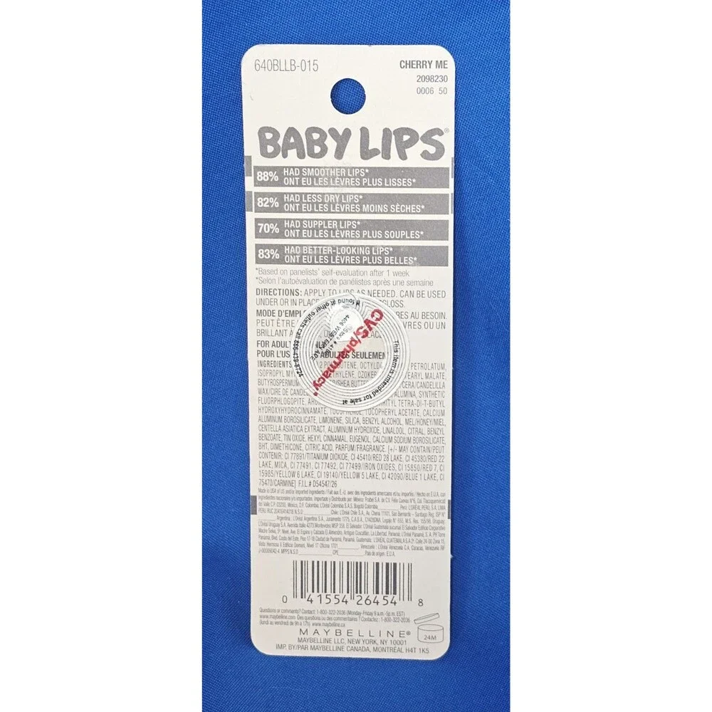 Maybelline Baby Lips Cherry Me 15 Moisturizing Lip Balm NEW 8hr Hydrate Pink/Red